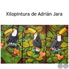 Tucanes - Xilopintura de Adrin Jara